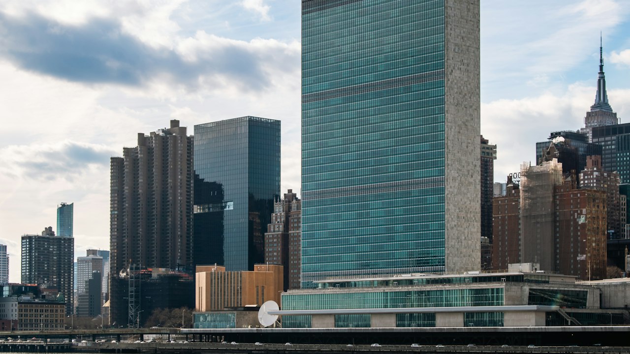 Vista panorámica de la sede de la Organización de las Naciones Unidas en Nueva York.