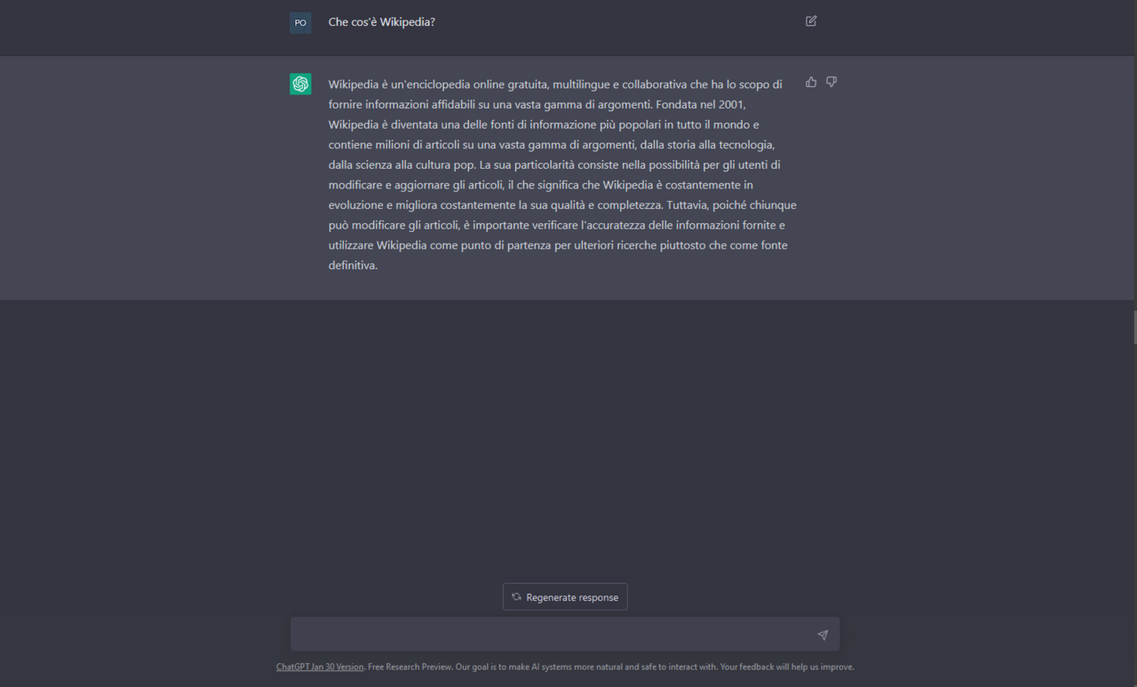 Captura de pantalla de la interfaz de la plataforma conversacional ChatGPT en una computadora.